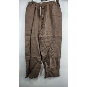 MANGO Women's Small Brown Linen-Blend Straight Pants NWT